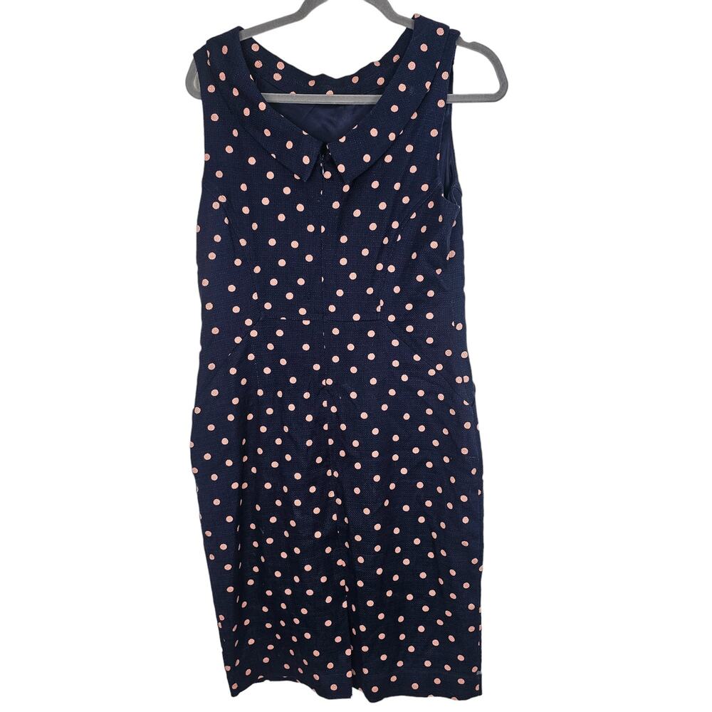 Boden Dress Sheath Dress Knee Length Dress Polka Dot Dress 10R Blue Martha